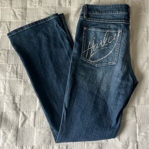 Harley-Davidson Women's Size 8 Bootcut Low Rise Rhinestone Blue Jeans